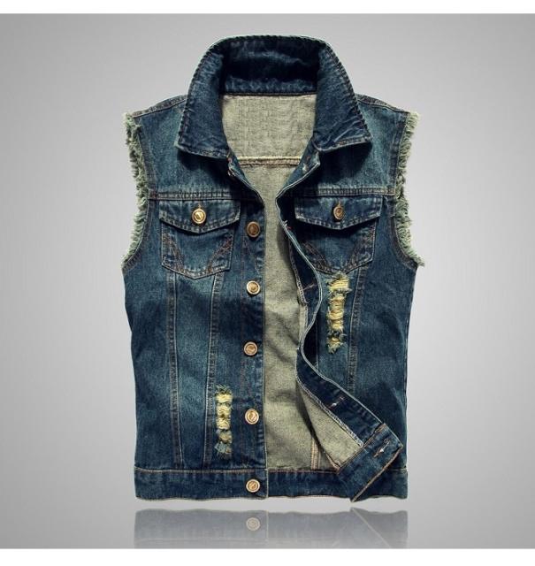 Denim Vest Men's Korean Style Slim-Fit light blue Vest