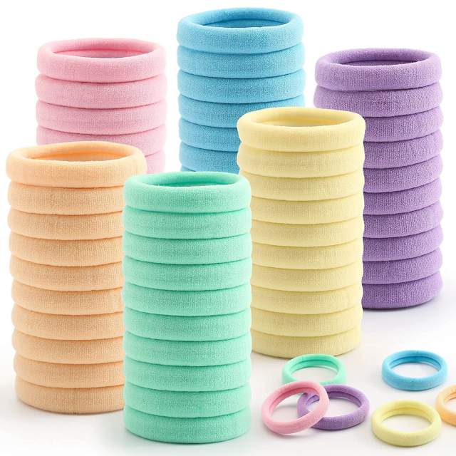 100 Pack Korean Style Simple Colorful Seamless Headline Rope hair band hair ties