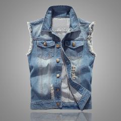 Denim Vest Men's Korean Style Slim-Fit light blue Vest