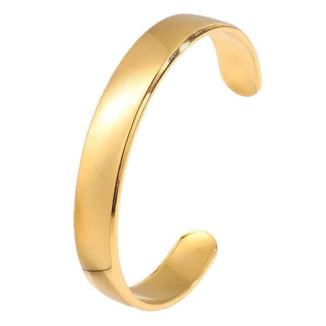 18KG smooth design cuff bangle stainless steel bracelet