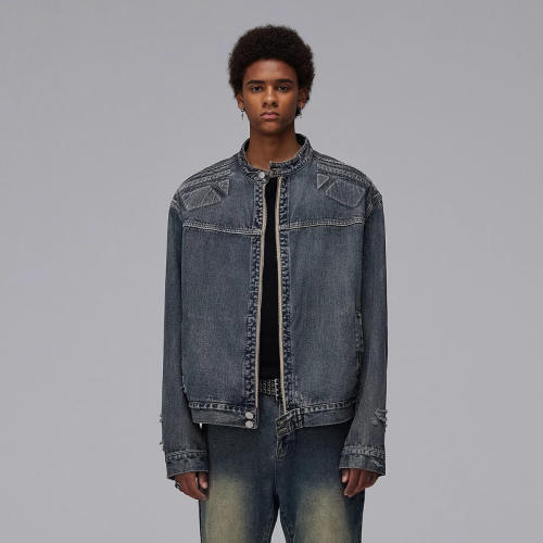 American Style Trendy Washed Old Denim Jacket Men's