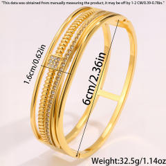 18KG elegant three layer rhinestone setting stainless steel bangle bracelet