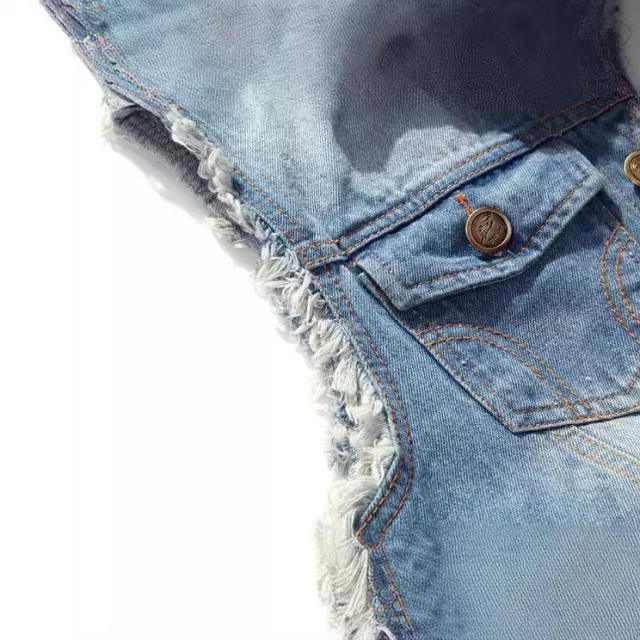 Denim Vest Men's Korean Style Slim-Fit light blue Vest