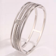 18KG elegant three layer rhinestone setting stainless steel bangle bracelet