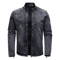 New Men's Denim Jacket Fashionable Jacket Casual Stretch Washed Denim Jacket