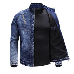 New Men's Denim Jacket Fashionable Jacket Casual Stretch Washed Denim Jacket