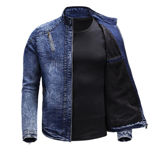 New Men's Denim Jacket Fashionable Jacket Casual Stretch Washed Denim Jacket