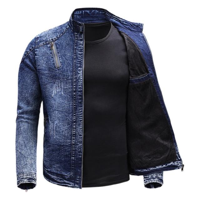 New Men's Denim Jacket Fashionable Jacket Casual Stretch Washed Denim Jacket