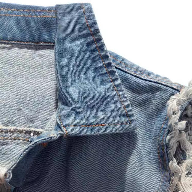 Denim Vest Men's Korean Style Slim-Fit light blue Vest