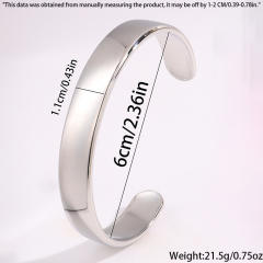 18KG smooth design cuff bangle stainless steel bracelet