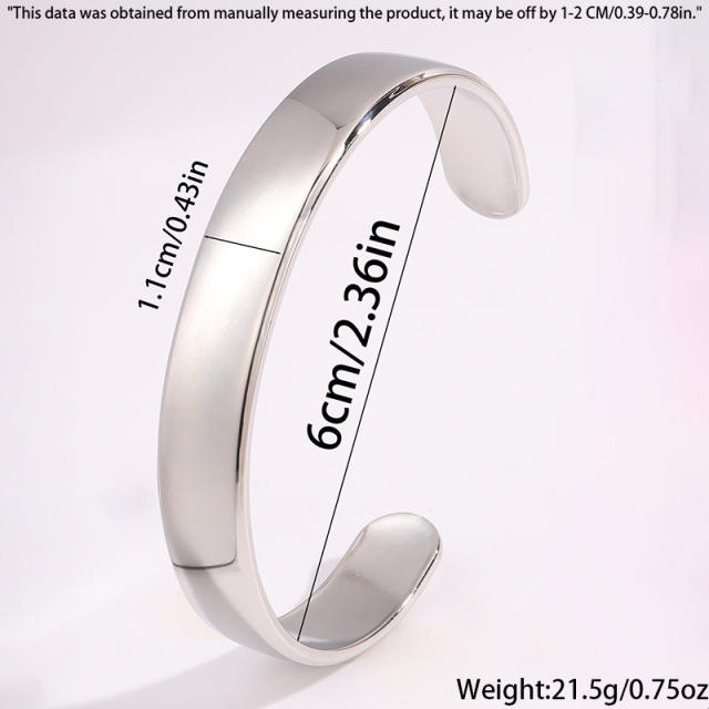 18KG smooth design cuff bangle stainless steel bracelet