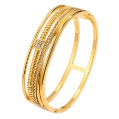 18KG elegant three layer rhinestone setting stainless steel bangle bracelet