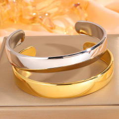 18KG smooth design cuff bangle stainless steel bracelet