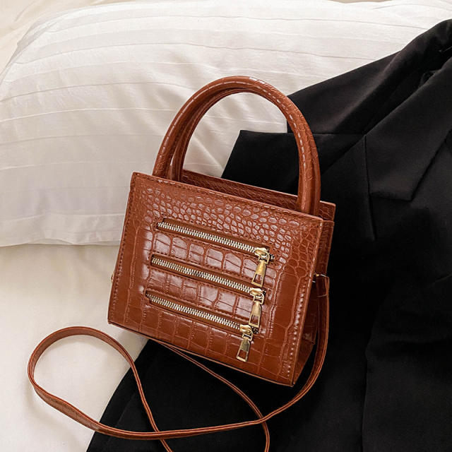 zipper decoration winter new fashion simple solid color handbag