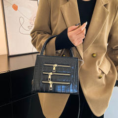 zipper decoration winter new fashion simple solid color handbag