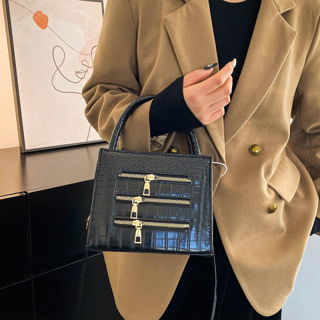 zipper decoration winter new fashion simple solid color handbag