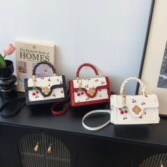Fashionable Fresh Contrast Color Cute Cherry Autumn handbag crossbody bag