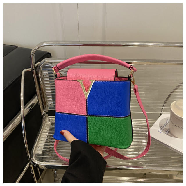 Fashion Commuter Handbag 2025 New Color-Blocking Simple Texture handbag bucket bag