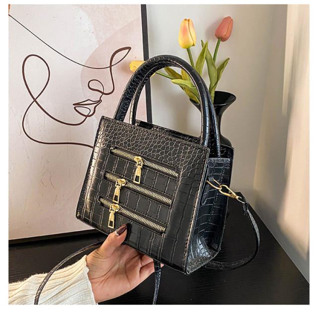 zipper decoration winter new fashion simple solid color handbag