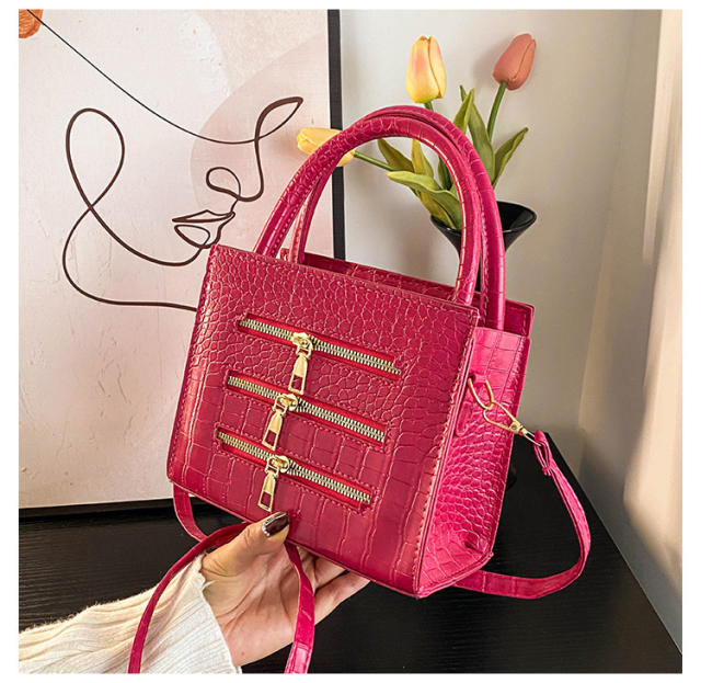 zipper decoration winter new fashion simple solid color handbag