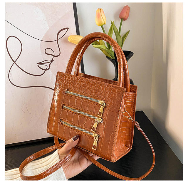 zipper decoration winter new fashion simple solid color handbag