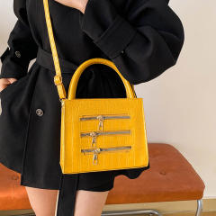 zipper decoration winter new fashion simple solid color handbag