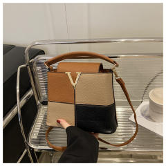 Fashion Commuter Handbag 2025 New Color-Blocking Simple Texture handbag bucket bag