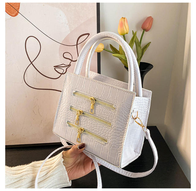 zipper decoration winter new fashion simple solid color handbag