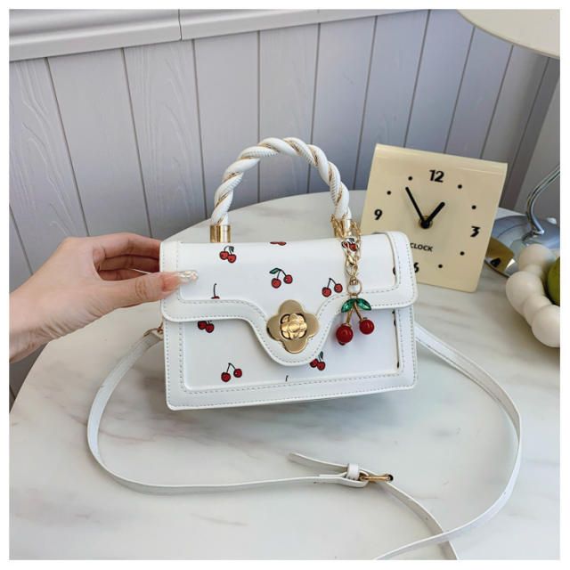Fashionable Fresh Contrast Color Cute Cherry Autumn handbag crossbody bag