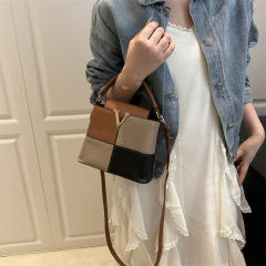 Fashion Commuter Handbag 2025 New Color-Blocking Simple Texture handbag bucket bag