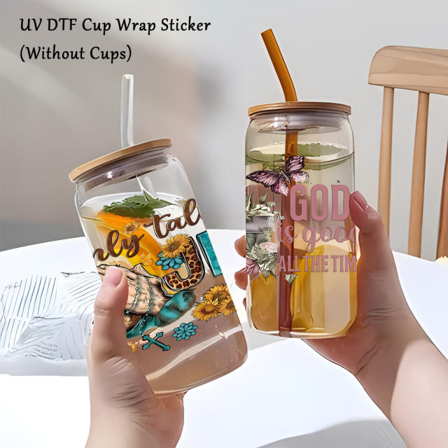 Hot UV Transfer Sticker Glass Crystal Label Crystal Sticker 16oz Glass Cup Waterproof Scratch-resistant Sticker