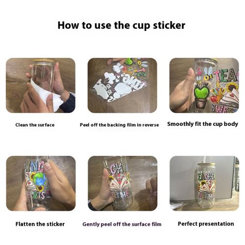 Cup Stickers Pink Ribbon Series Uv dtf Crystal Label Cup Stickers