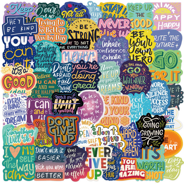 50pcs cartoon inspirational English stickers luggage notebook phablet waterproof stickers