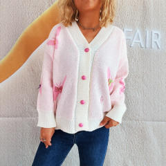 Autumn Winter New Style Spliced ​​Bow Casual Fashion Knitted Tops Chic Sweet Women's Cardigans