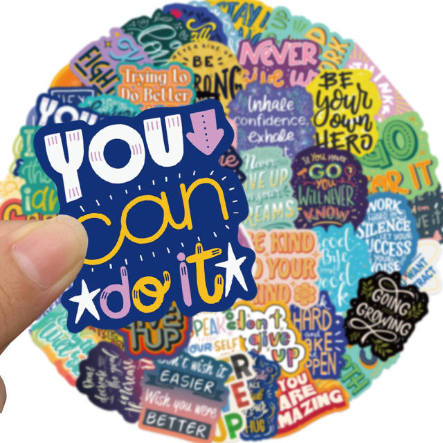 50pcs cartoon inspirational English stickers luggage notebook phablet waterproof stickers