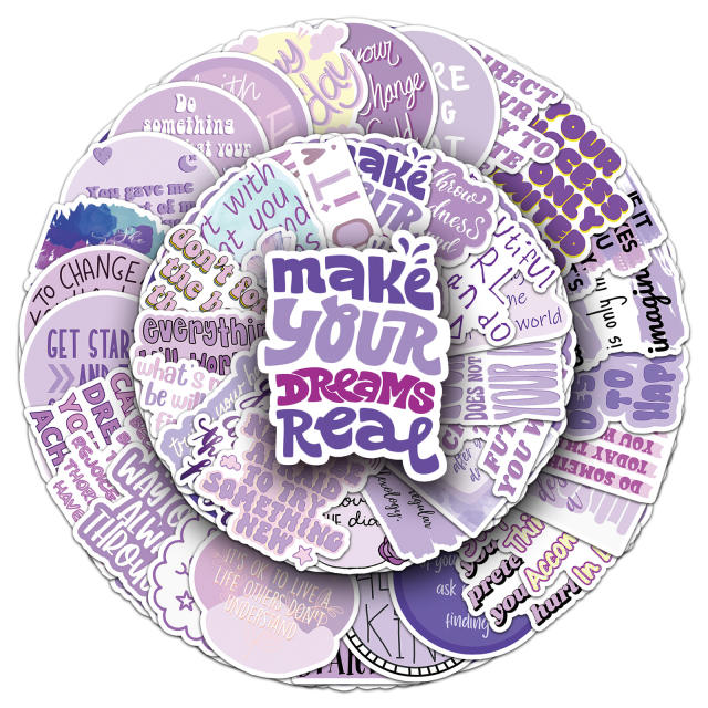50pcs purple inspirational English stickers positive energy short sentence sticker