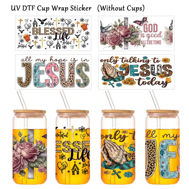 Hot UV Transfer Sticker Glass Crystal Label Crystal Sticker 16oz Glass Cup Waterproof Scratch-resistant Sticker