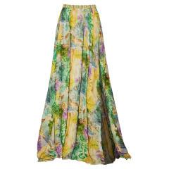 New Green Ink Print Hollow Out Swimsuit Split Umbrella Skirt Holiday suit