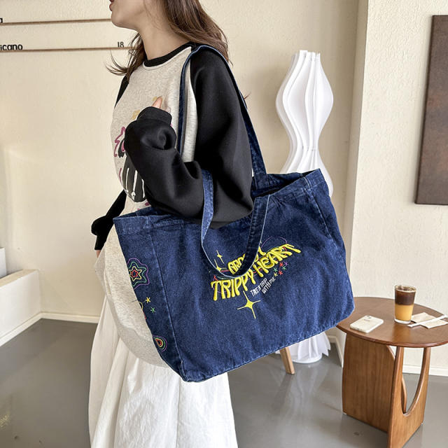 New fashion denim bag ladies casual bg large capacity all-match tote bag