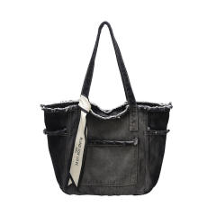Foreign Trade Denim Bag 2025 New Fashion  Large Capacity Tote Bag