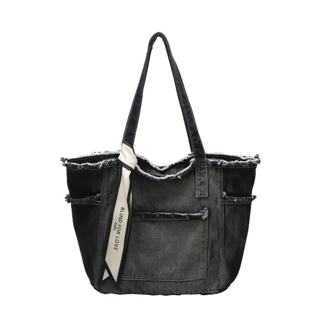Foreign Trade Denim Bag 2025 New Fashion  Large Capacity Tote Bag