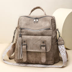 Retro Women's Backpack PU Soft Leather Shoulder Bag Large Capacity Backpack for Women