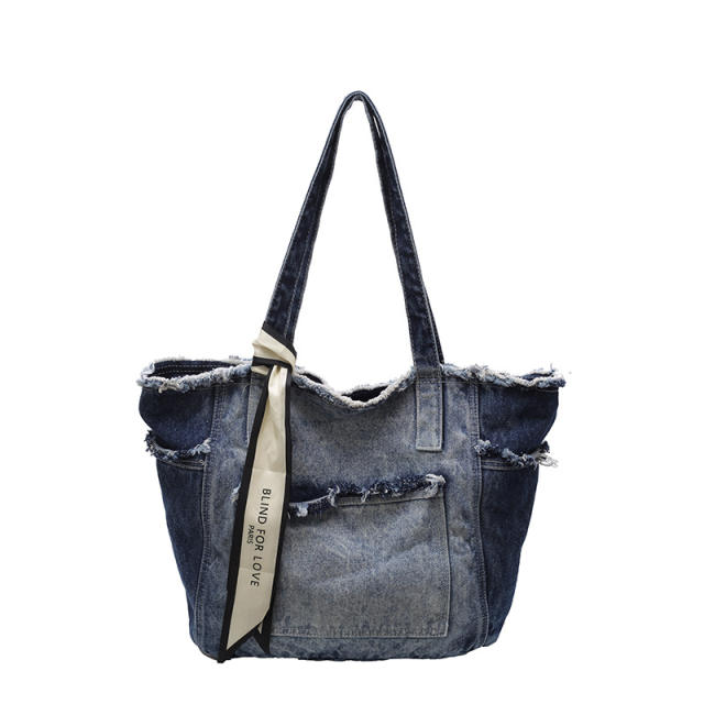 Foreign Trade Denim Bag 2025 New Fashion  Large Capacity Tote Bag