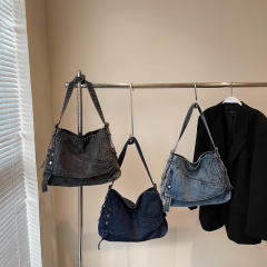 Denim Bag Women's 2025 Retro Crosbody Bag Commuter Large Capacity Tote Bag