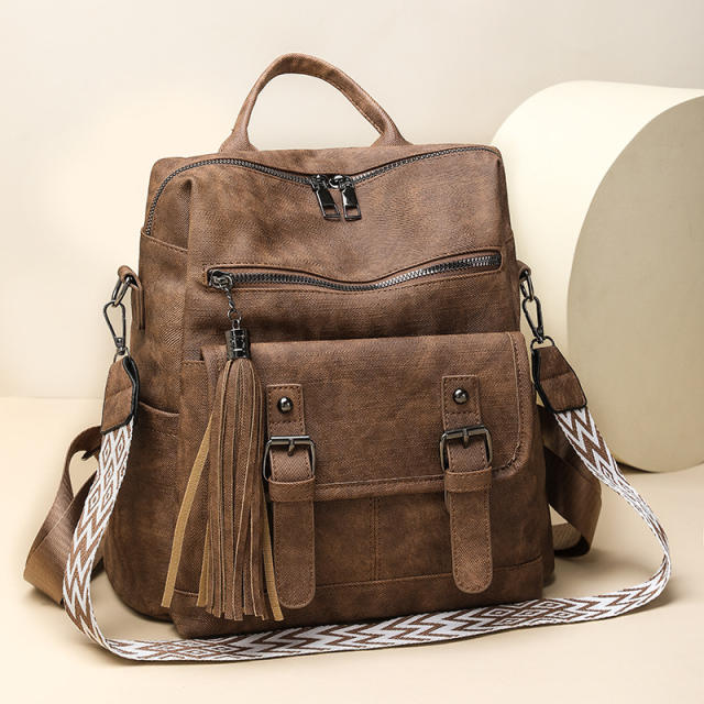 Retro Women's Backpack PU Soft Leather Shoulder Bag Large Capacity Backpack for Women