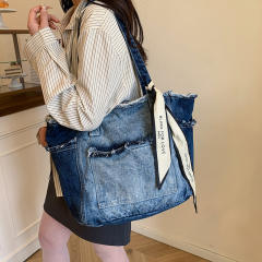 Foreign Trade Denim Bag 2025 New Fashion  Large Capacity Tote Bag