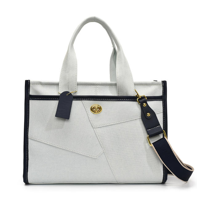 Foreign Trade Denim Bag Women's New Fashion Color-blocking Crossbody Bag Tote Bag