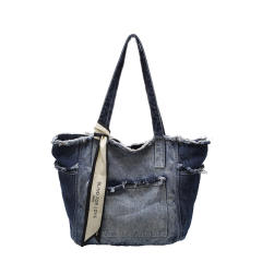 Foreign Trade Denim Bag 2025 New Fashion  Large Capacity Tote Bag