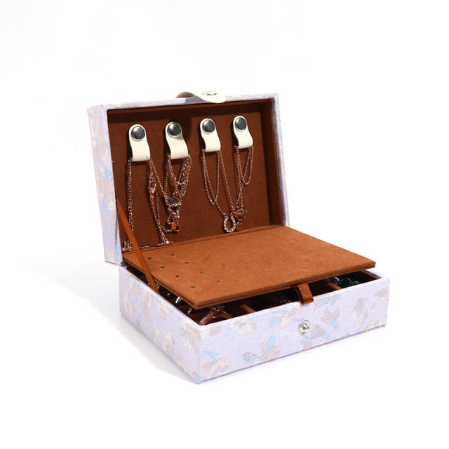 Portable flip jewelry box storage box with mirror snap jewelry storage box