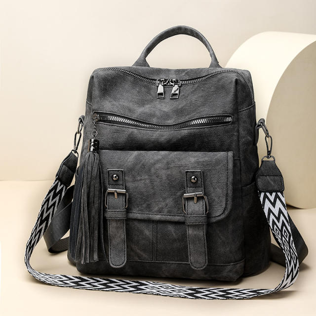 Retro Women's Backpack PU Soft Leather Shoulder Bag Large Capacity Backpack for Women